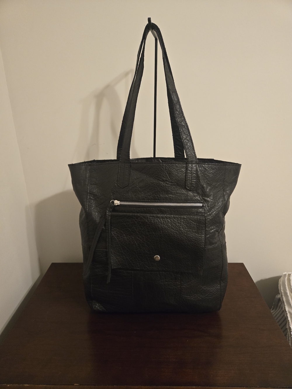 Day & Mood Anthro Black Leather Heather Tote Bag